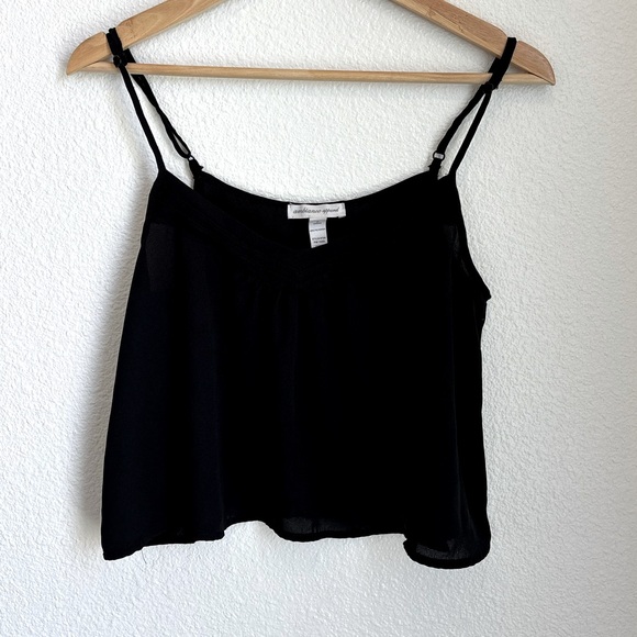 Ambiance Apparel size Small shear black flowy tank top with adjustable straps - Picture 3 of 4